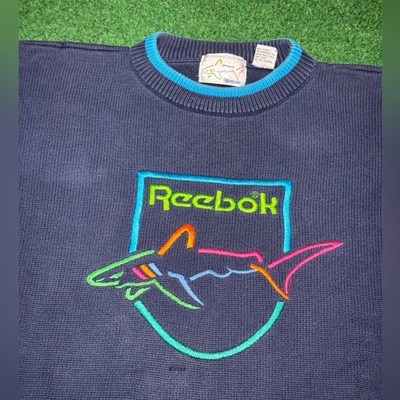 VTG Reebok Greg Norman Collection Sweater XL Shark 90s PGA Golf RARE Neon Knit - Picture 2 of 8